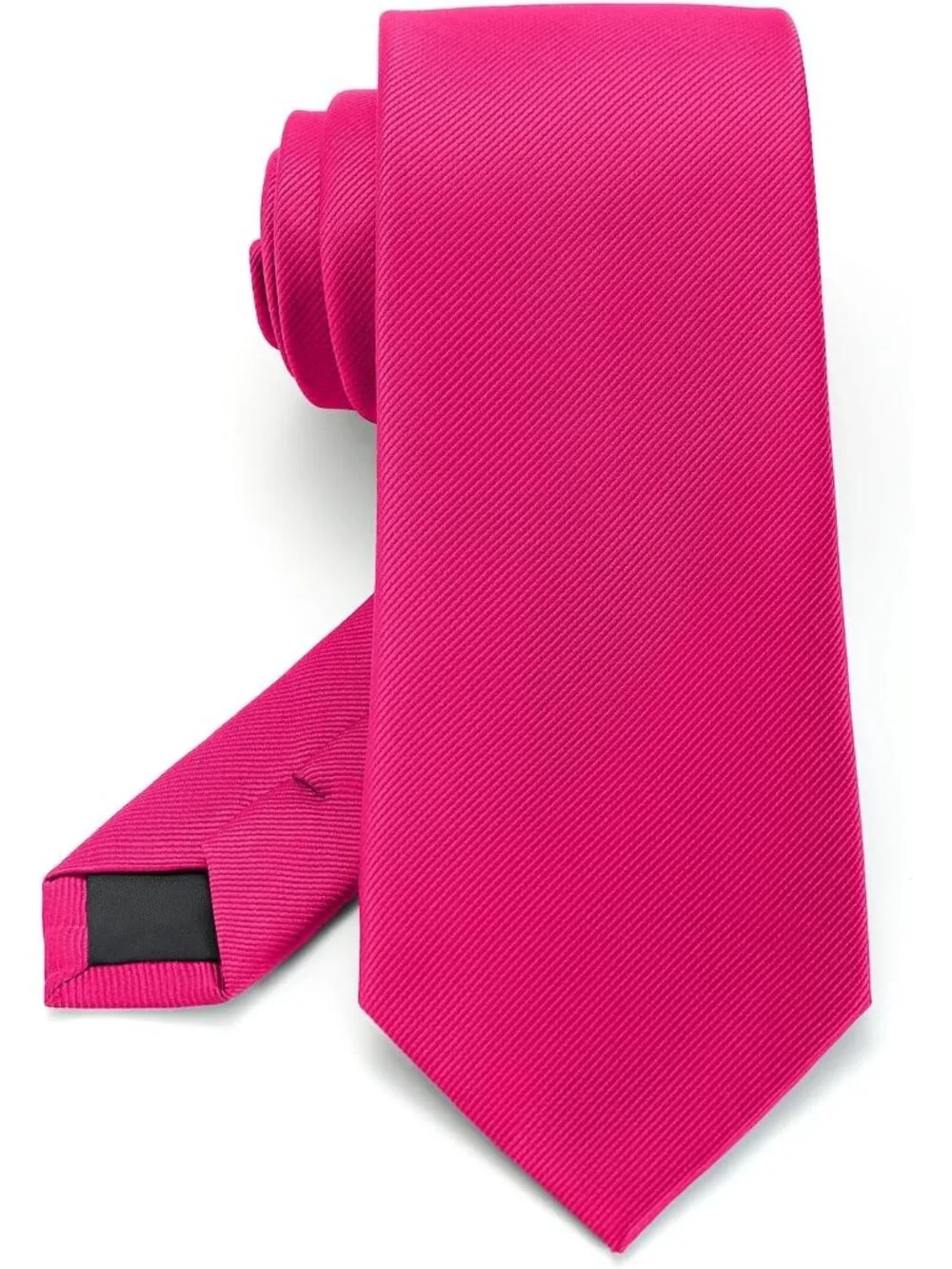 Men's Hot Pink Twill Diagonal Textured Silk Formal Necktie For Business Dress